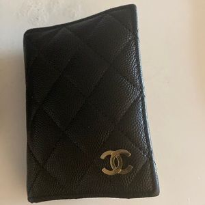 Authentic Chanel Black Caviar ID/card case